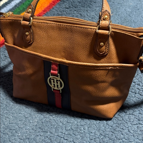 Tommy Hilfiger Tan Handbag with Red and Black Stripe - Picture 3 of 7